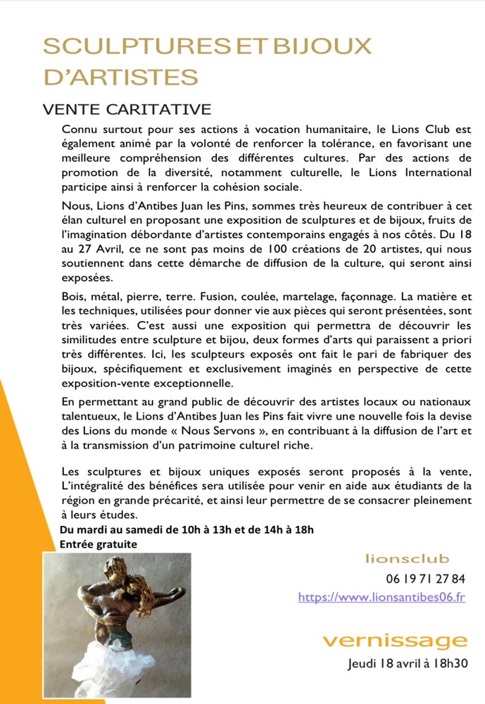 expo-vente "Sculptures et bijoux d'artistes"