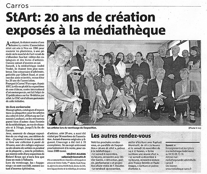 20 ans de stArt à la Médiathèque André Verdet, Carros