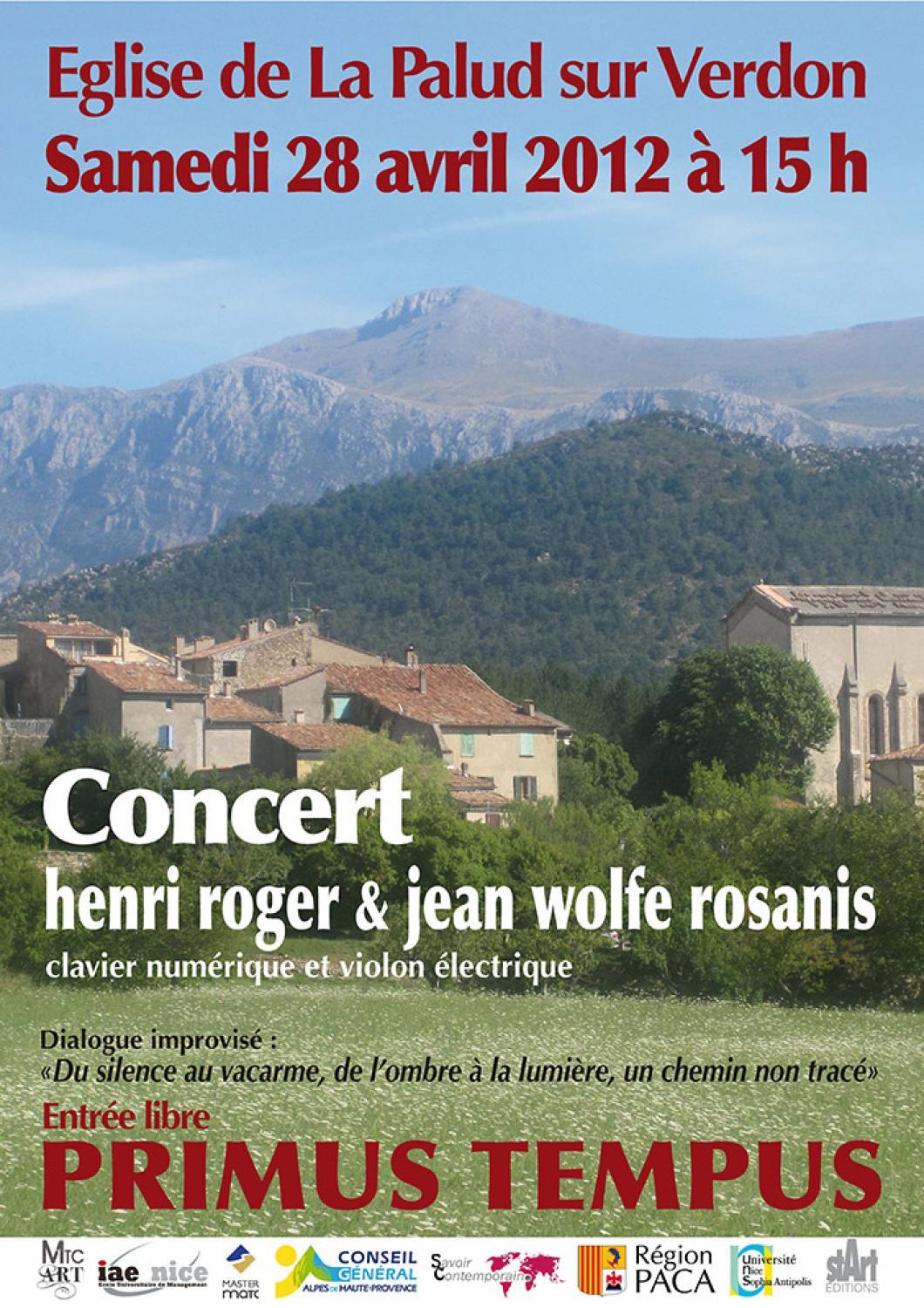 Concert Jean Wolfe ROSANIS et Henri ROGER en l'Eglise de La Palud Sur Verdon, 28 avril 2012.