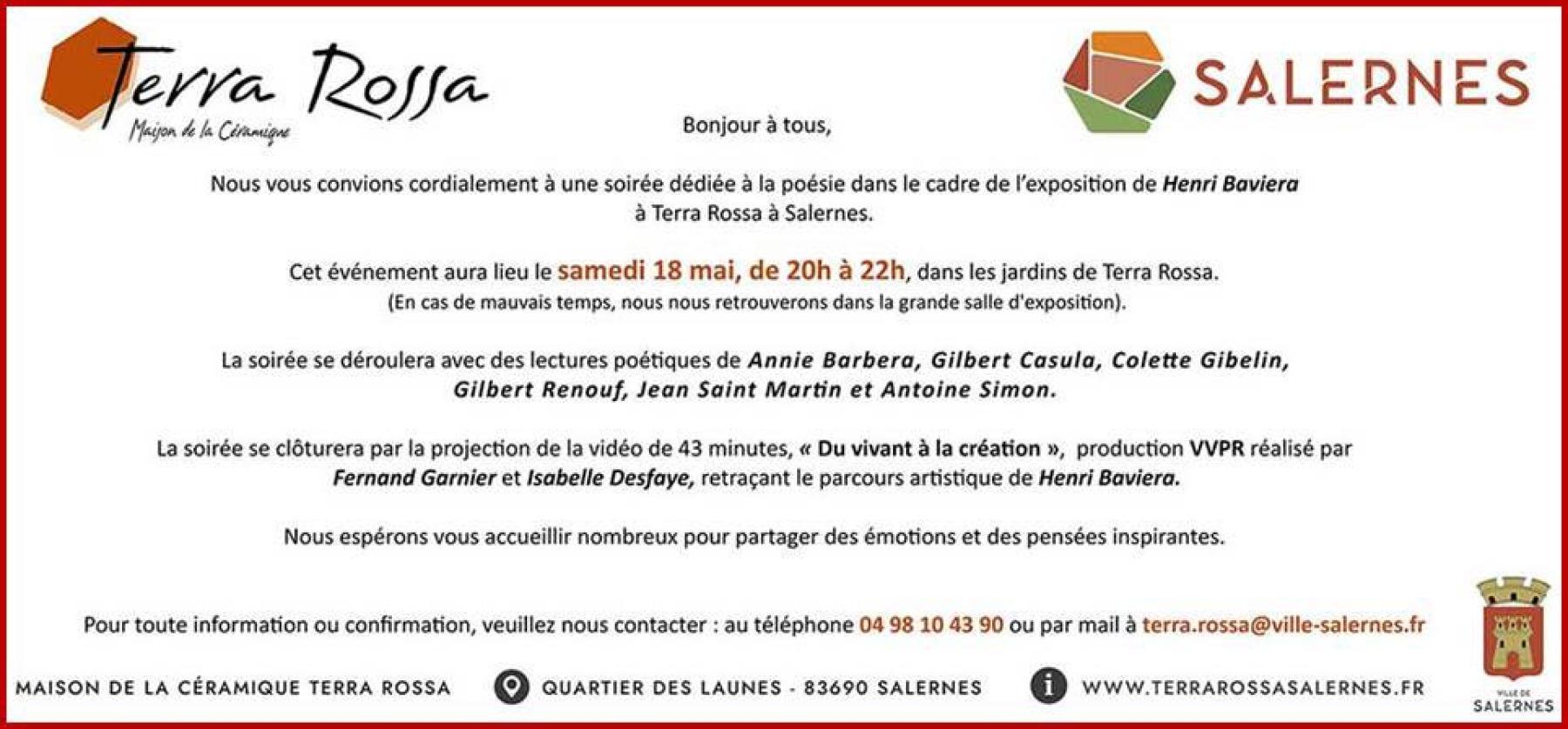 Henri BAVIERA : NUIT EUROPÉENNE DES MUSÉES à Terra Rossa, Salernes.
