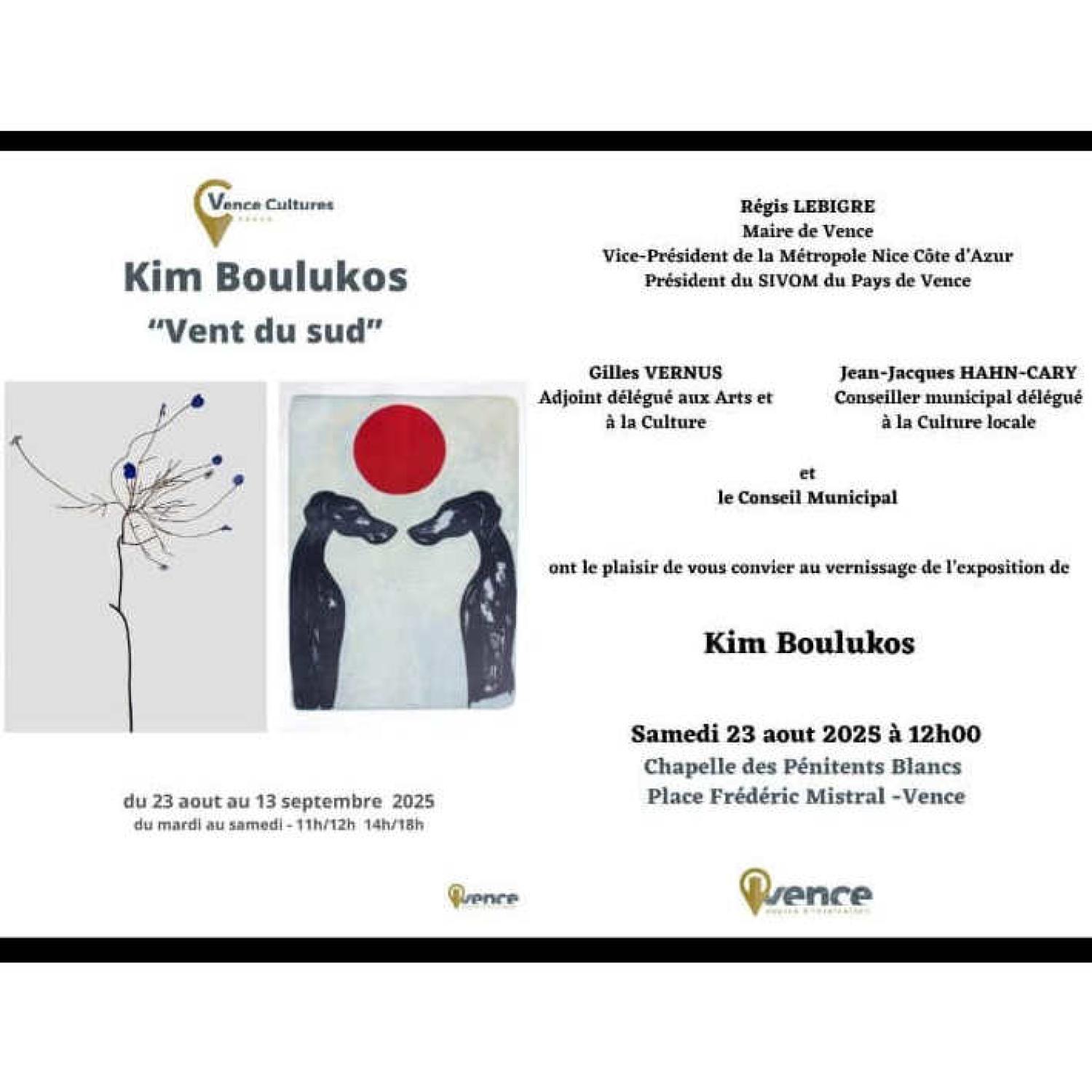 Kim Boulukos expose à Vence, samedi 23 août 2025
