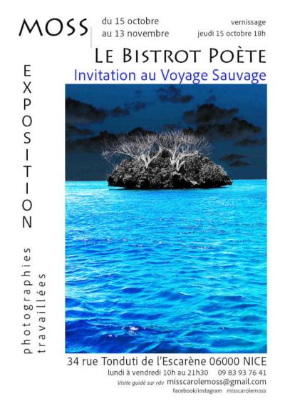 Moss invite au vernissage jeudi 15 octobre 2026  18h, au Bistrot Poete Nice