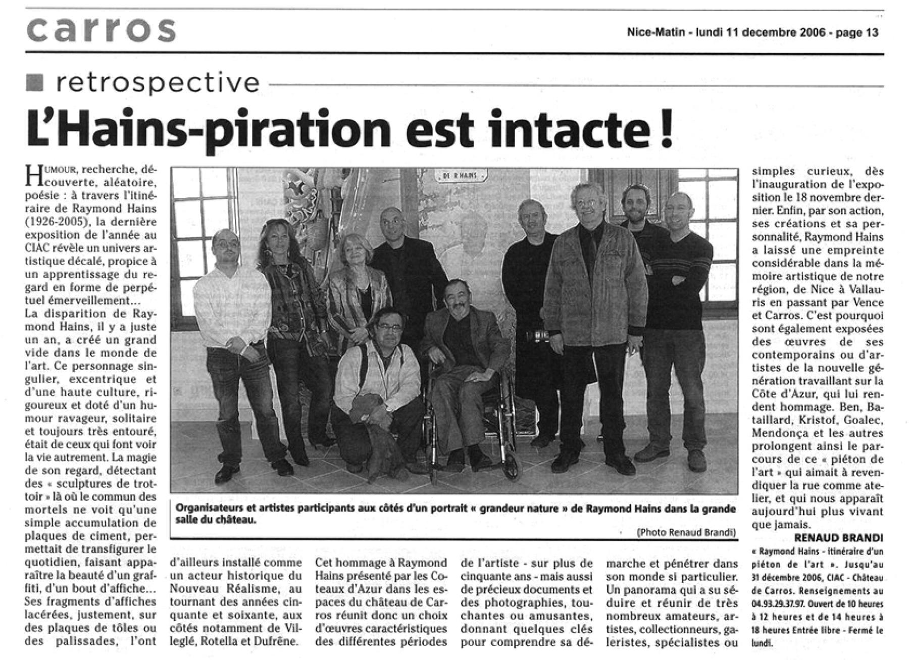 PRESSE - Raymond HAINS